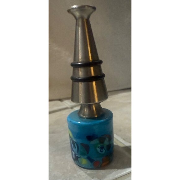 Murano Glass Wine Bottle Stopper With Multicolor Millefiori Design & Stainless S - Picture 9 of 9